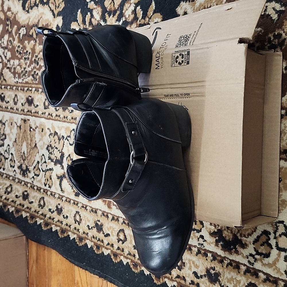 Place Big Girl's Faux Leather Heeled Boots; Size: 6Y, Color: Black - Picture 6 of 16